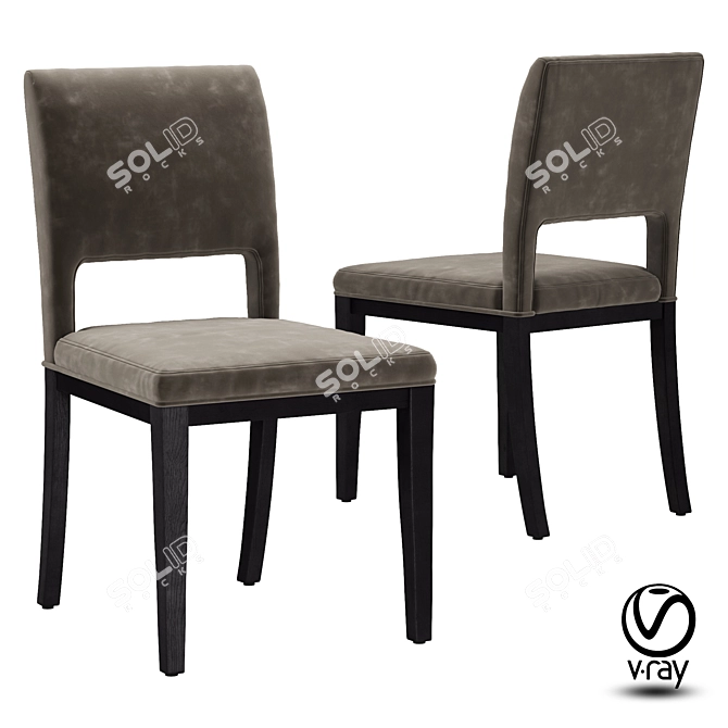 Velvety Grey Sara Dining Chair 3D model image 1