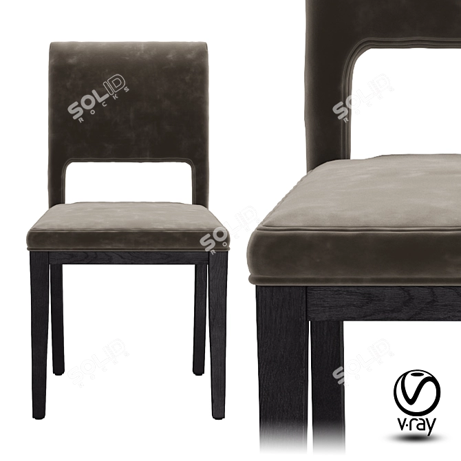 Velvety Grey Sara Dining Chair 3D model image 2