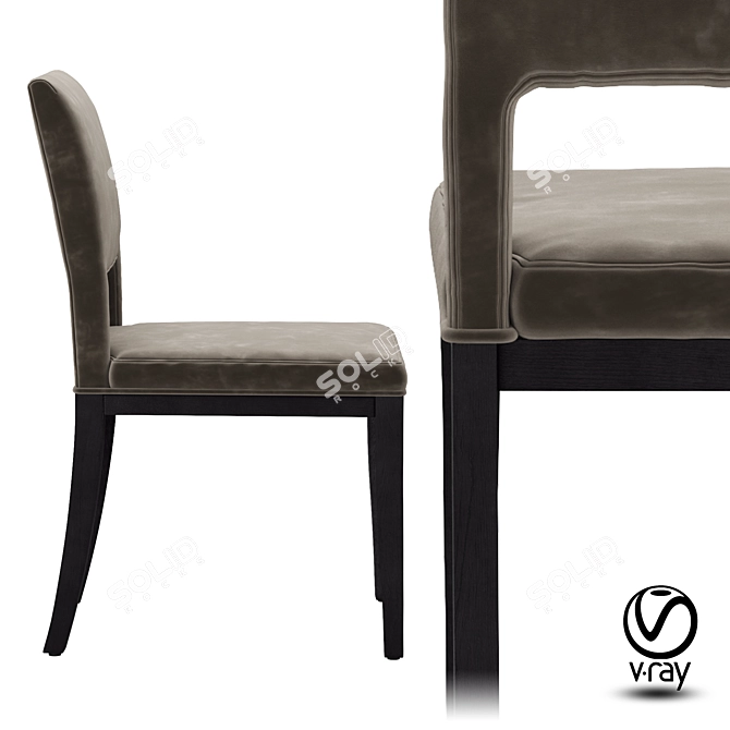 Velvety Grey Sara Dining Chair 3D model image 3