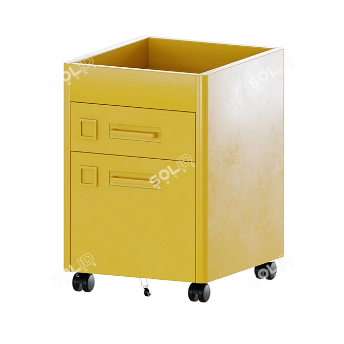 Elegant Golden-Brown Drawer with Castors 3D model image 2