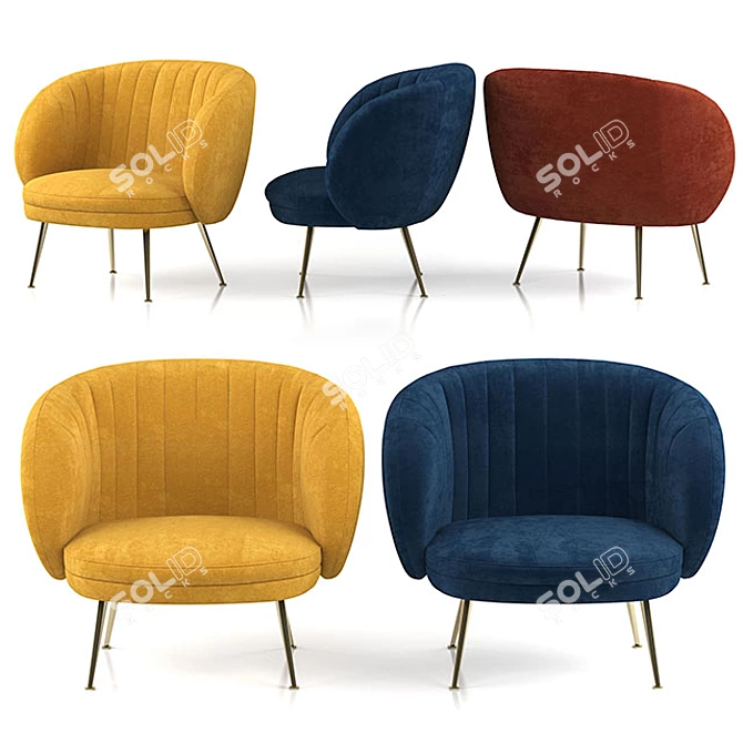 Modern Velvet Armchair Tux 3D model image 1