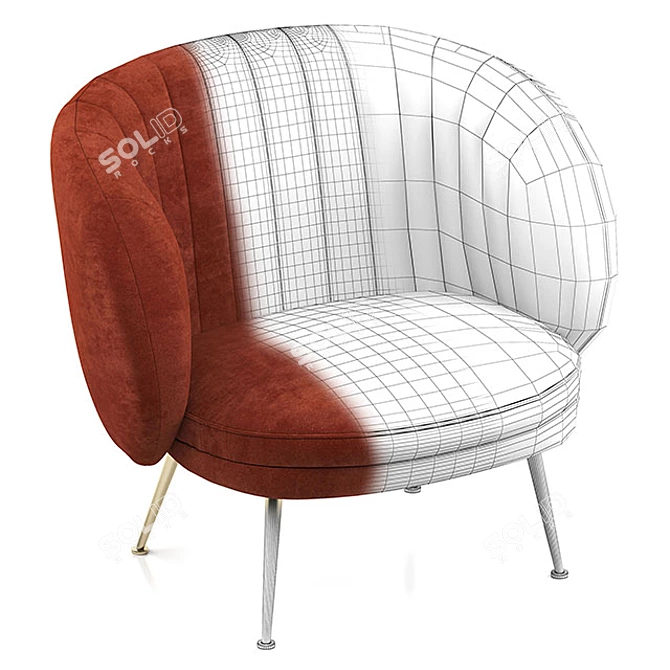 Modern Velvet Armchair Tux 3D model image 3