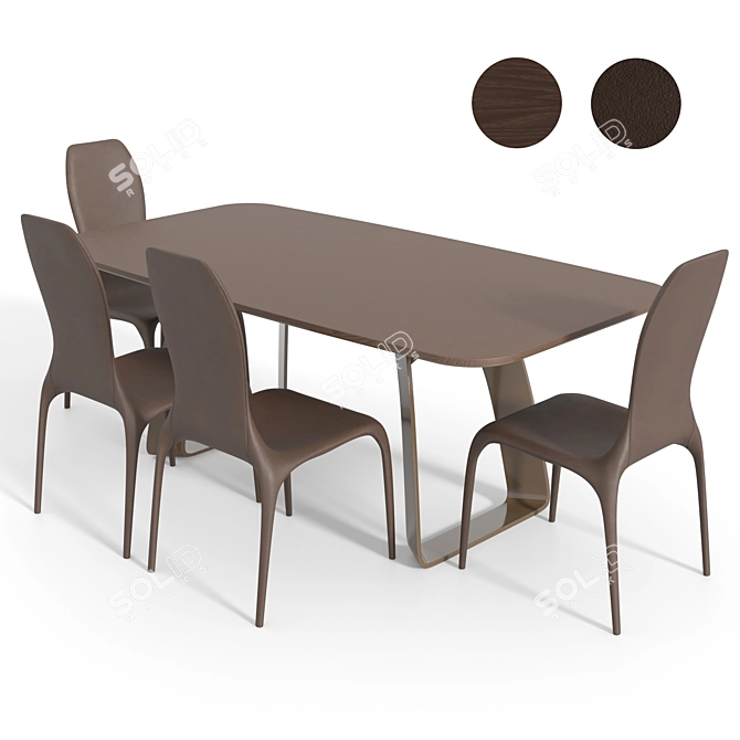 Modern Brenta Table with Lisetta Chair 3D model image 1