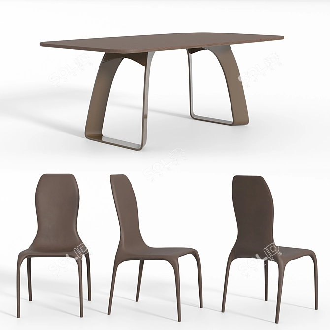 Modern Brenta Table with Lisetta Chair 3D model image 2