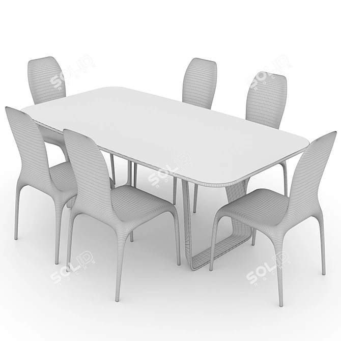 Modern Brenta Table with Lisetta Chair 3D model image 3