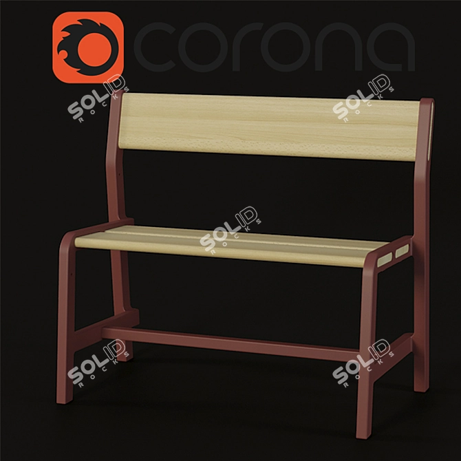 Ypperlig Children's Bench: Beech & Dark Red (65x35 cm) 3D model image 2