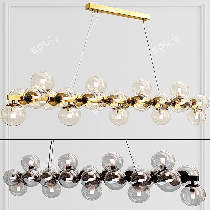 Luxury Golden Glass Pendant Light 3D model image 1