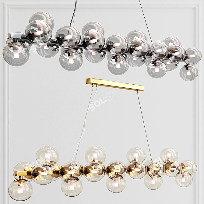 Luxury Golden Glass Pendant Light 3D model image 2