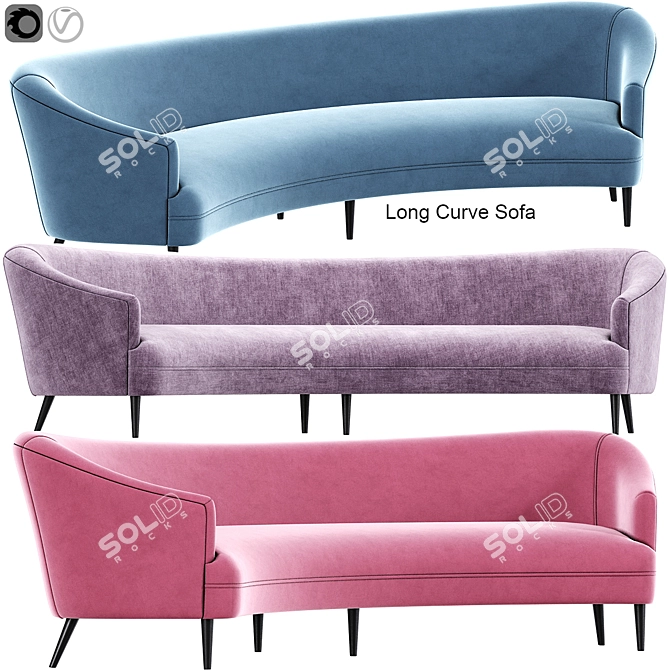 Sleek Curve Sofa: Ready-to-Use Design 3D model image 1