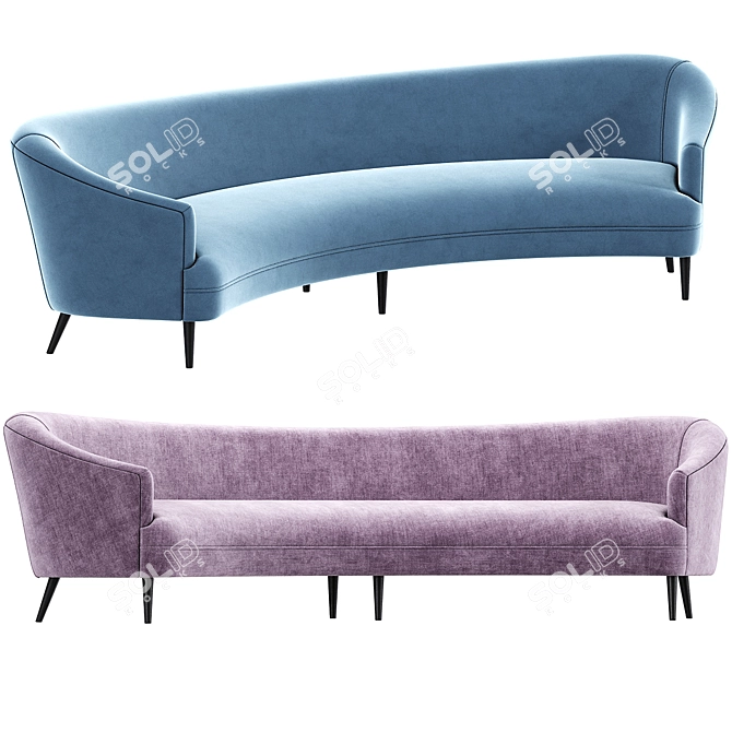 Sleek Curve Sofa: Ready-to-Use Design 3D model image 2