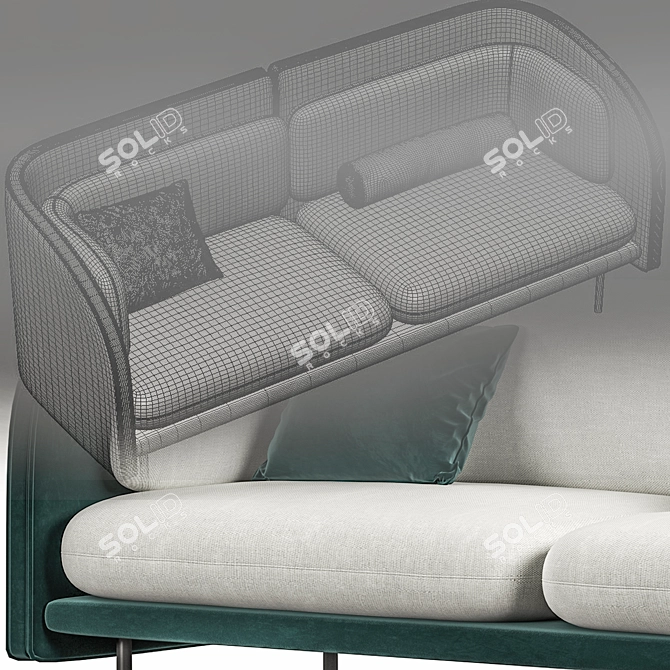 Minimalist Green Sofa: 3dsmax2014 & V-ray 3D model image 3