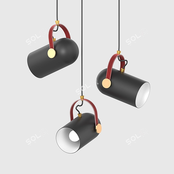 Title: Sleek Black Bullet Pendant Light 3D model image 1