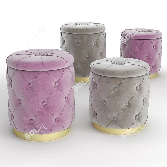 Title: Stylish Paris Pouf - Two Sizes Available 3D model image 1