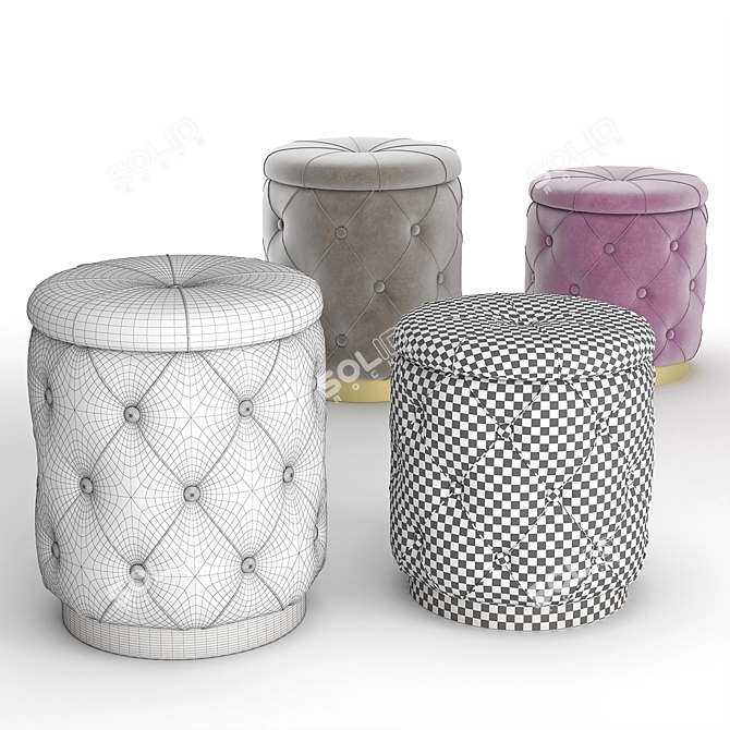 Title: Stylish Paris Pouf - Two Sizes Available 3D model image 2