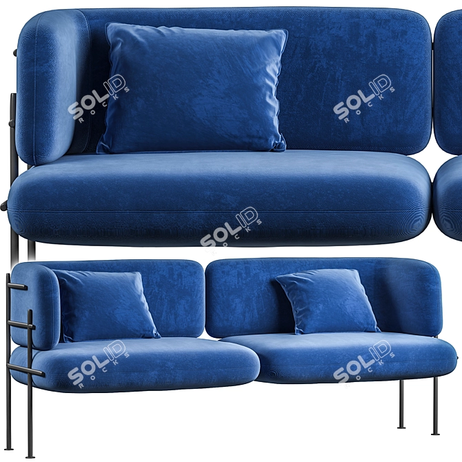 Classic Blue 3D Sofa: Stylish Minimal Design 3D model image 2