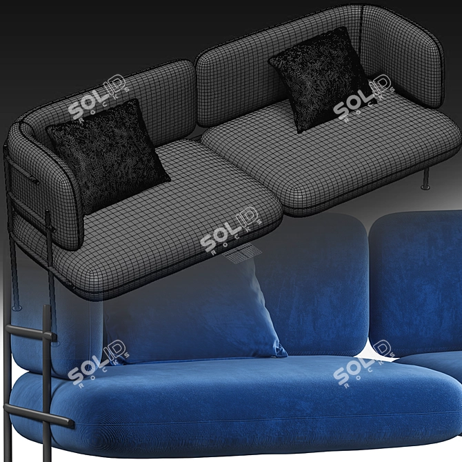 Classic Blue 3D Sofa: Stylish Minimal Design 3D model image 3