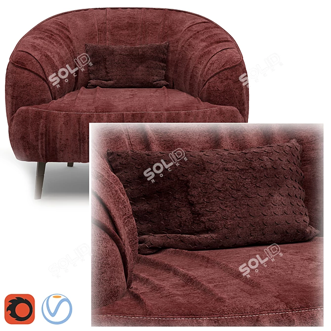 Designer Armchair: Borzalino Sigmund 3D model image 2