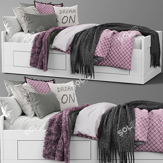 Stylish Ikea Brimnes Bed 3D model image 2