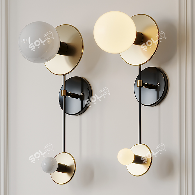 Brass Elegance Double Wall Sconce 3D model image 1