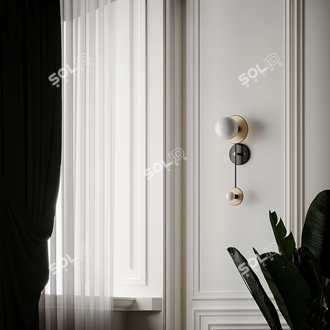 Brass Elegance Double Wall Sconce 3D model image 3