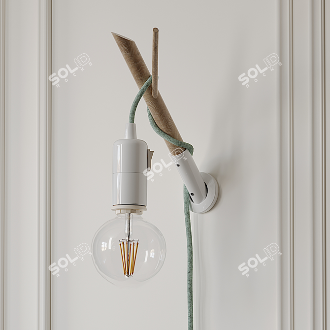 Rustic Wooden Desk Lamp 3D model image 2