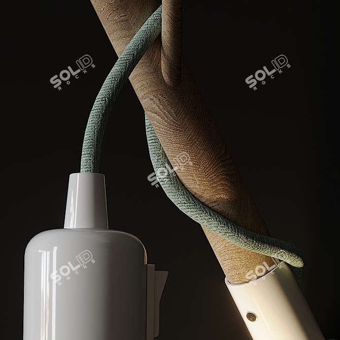 Rustic Wooden Desk Lamp 3D model image 3