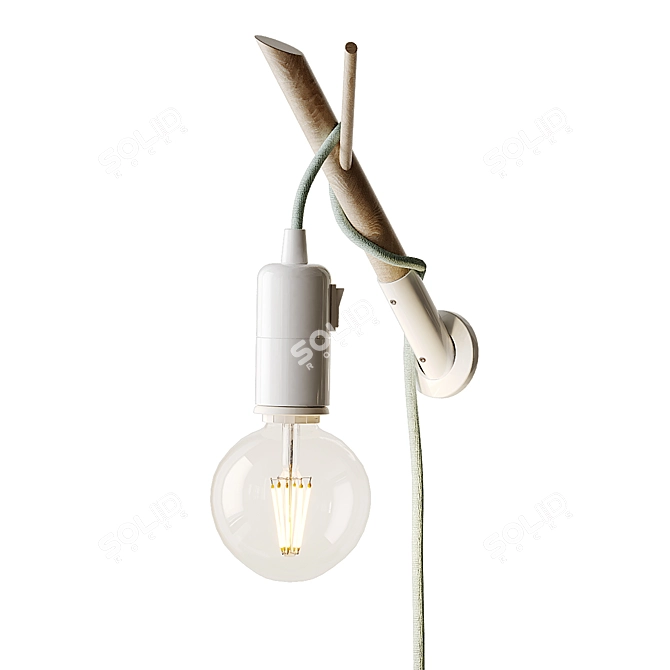 Rustic Wooden Desk Lamp 3D model image 5