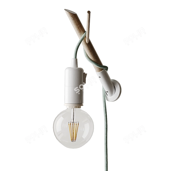 Rustic Wooden Desk Lamp 3D model image 6