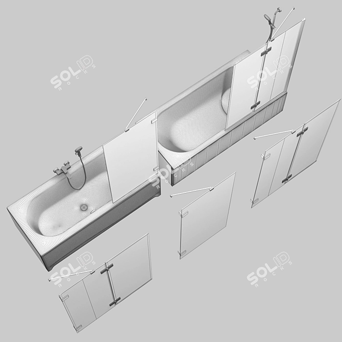 Radaway and Villeroy: Bath Shower Curtain Set 3D model image 8
