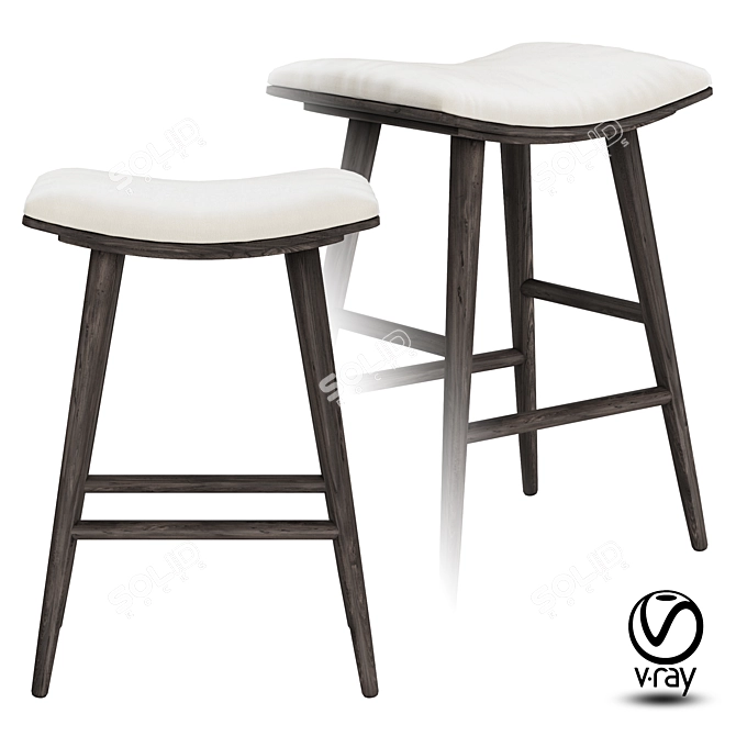 Carbon Saddle Counter Stool: Stylish Oak Frame & Natural Seat 3D model image 1