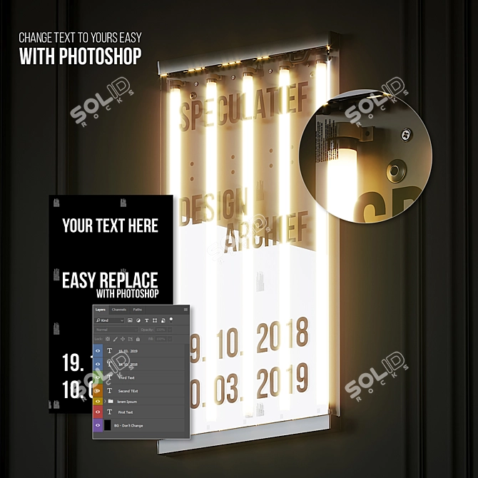 Illuminated Sign: Handmade Vintage Design 3D model image 2