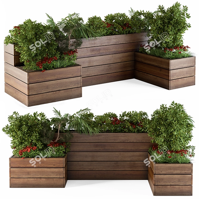 Outdoor Red Floral Planter 3D model image 1