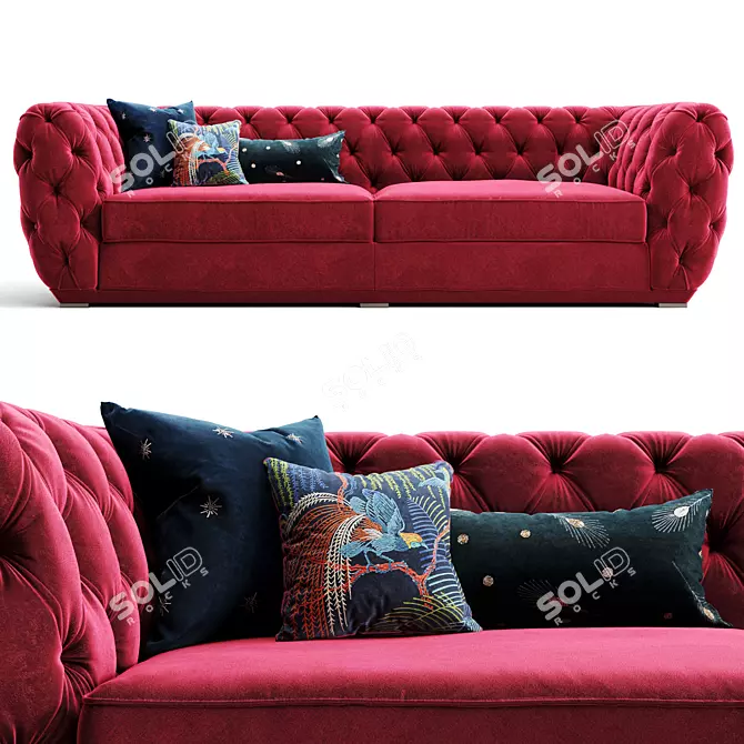 Luxury Chesterfield Sofa: Customizable Design 3D model image 1