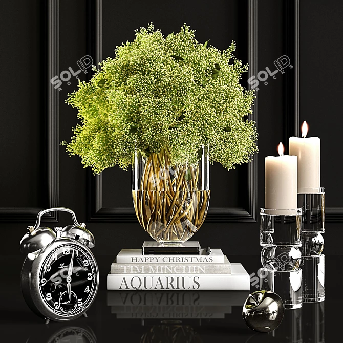 Elegant Glass Vase with Lush Plant 3D model image 1