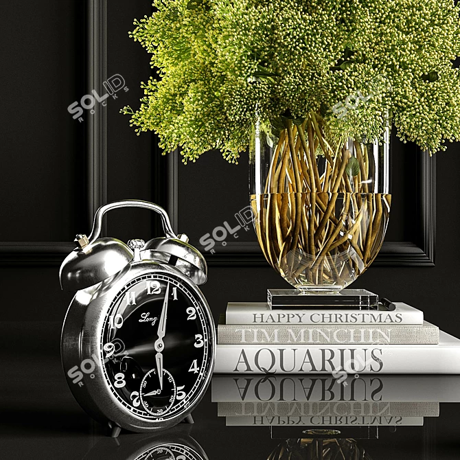 Elegant Glass Vase with Lush Plant 3D model image 2