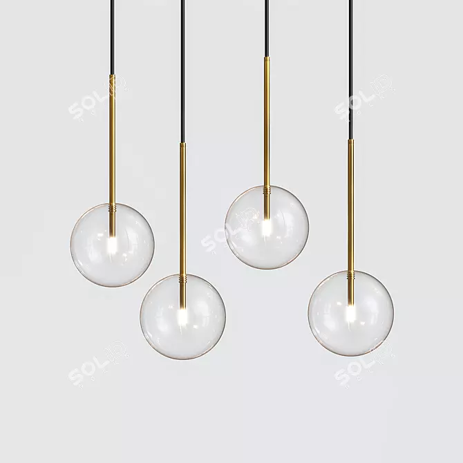 Golden Glass Pendant Light with LED Bulb 3D model image 1