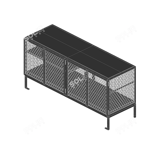 Elegant Louise Sideboard in Black Metal and Brass 3D model image 3