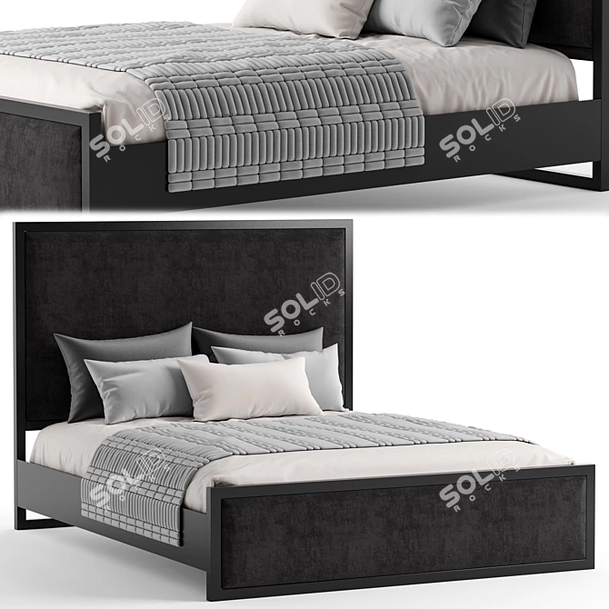 Sleek Metal Frame Modern Bed 3D model image 1