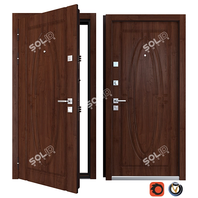 Monarch Zimen Metal Entrance Door 3D model image 1