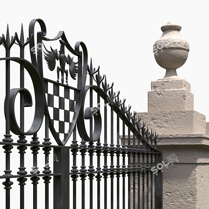Romantic Italian Gate & Fence 3D model image 3