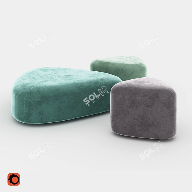 Title: Elegant Stone Poofs 3D model image 1