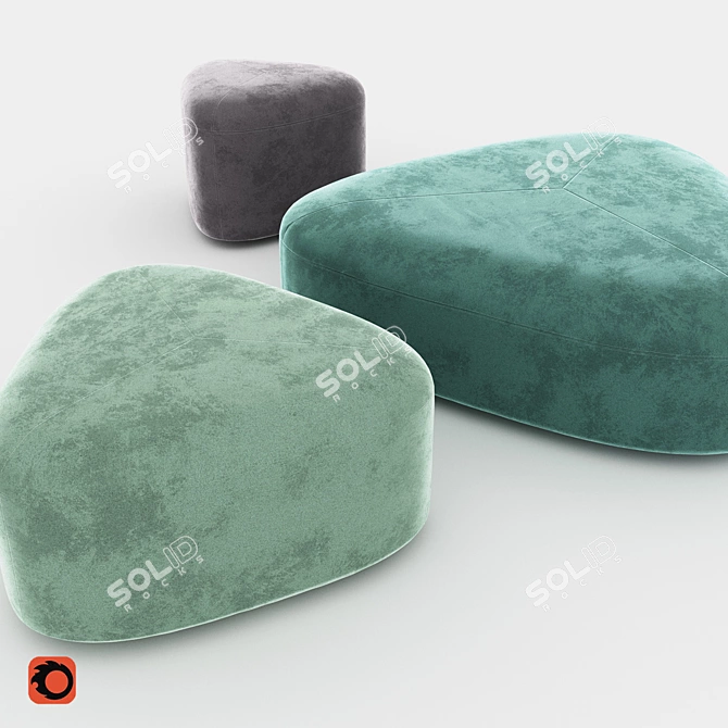 Title: Elegant Stone Poofs 3D model image 2