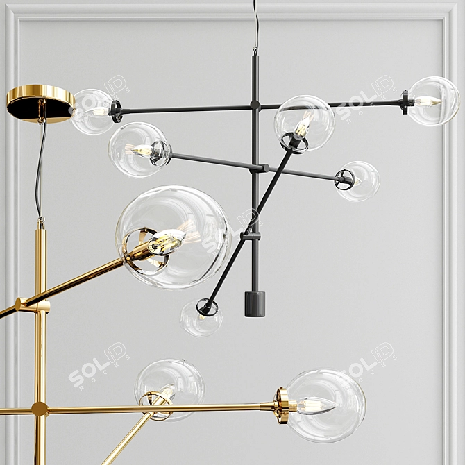 Vintage-inspired 6-Light Linear Chandelier 3D model image 1