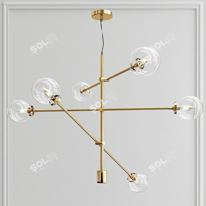 Vintage-inspired 6-Light Linear Chandelier 3D model image 3