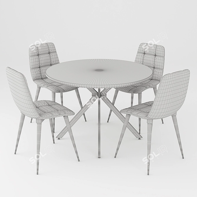 Elegant Teramo Chair & Amber VEGA Table 3D model image 2