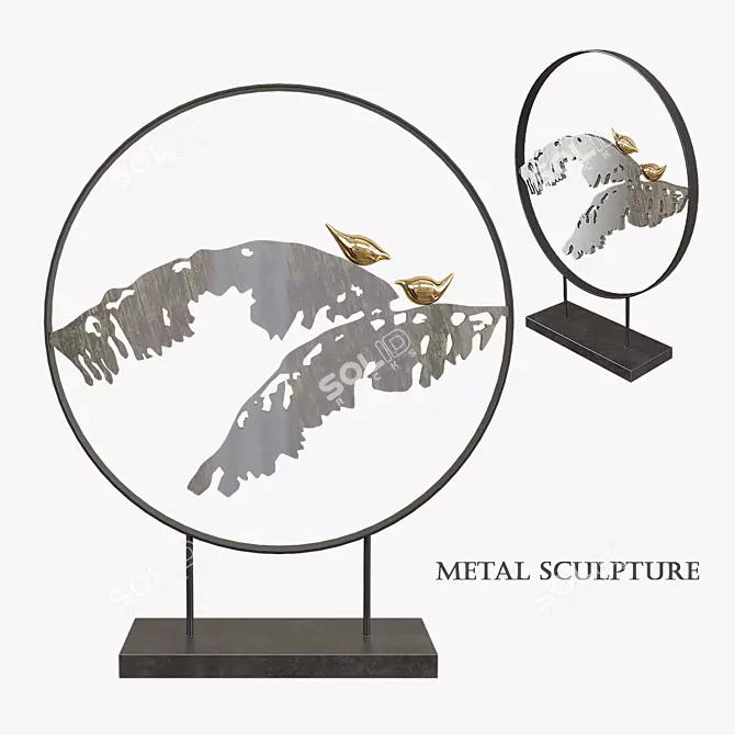 Elegant Metal Art Sculpture 3D model image 1