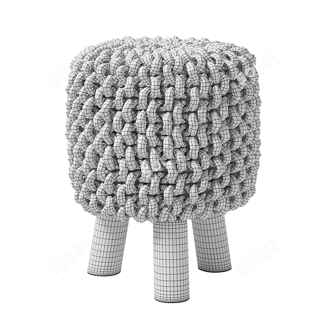 Cozy Chunky Knit Ottoman 3D model image 3