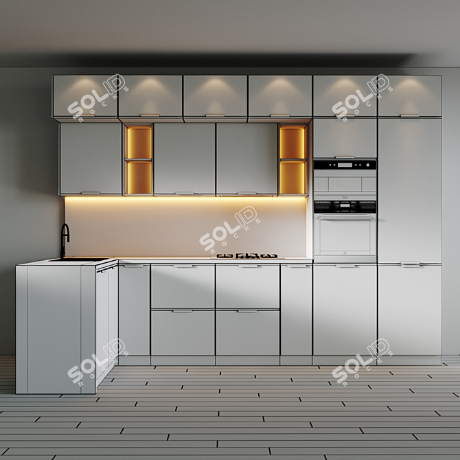  Modern Kitchen Set 3D model image 2