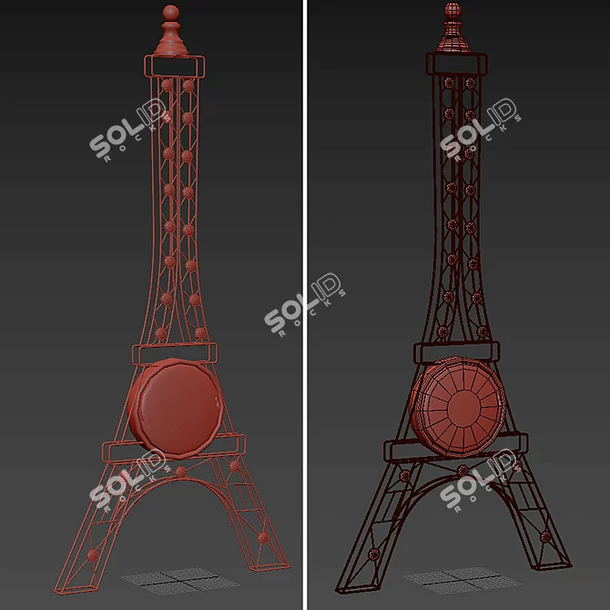 Elegant Eiffel Tower Clock 3D model image 2