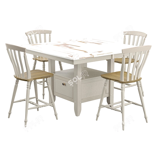 Elegant Cher 5 Piece Dining Set 3D model image 1